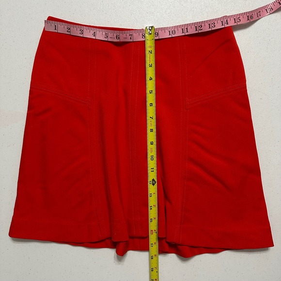 Ann Taylor LOFT Solid Red Mini Above‎ Knee Skirt A-Line High Waist Back Zip Sz 0 - Picture 5 of 6
